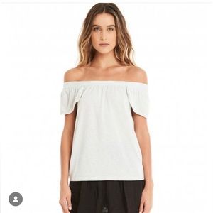 Michael Stars Luxe Slub off Shoulder Top in Grey